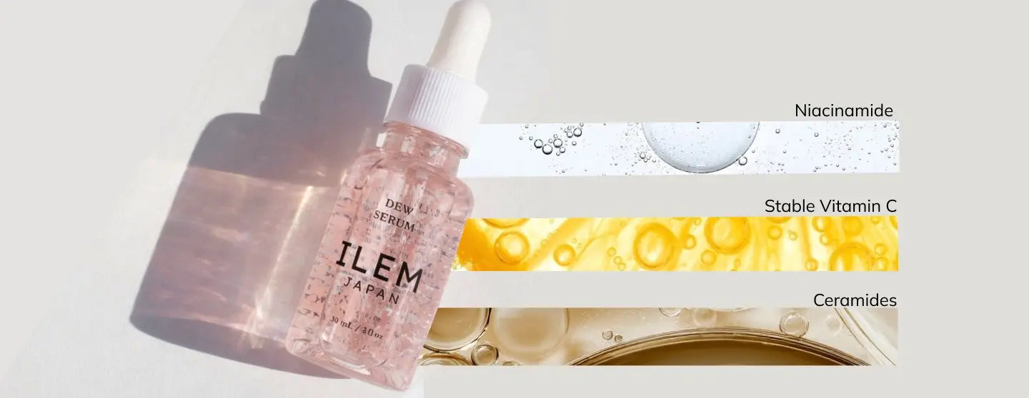 ILEM JAPAN Dew Serum with niacinamide vitamin C and ceramides
