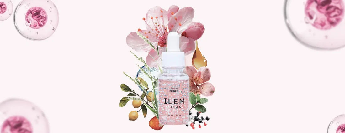 ILEM JAPAN Dew Serum capsule technology face serum for sensitive skin with pink seaweed capsules