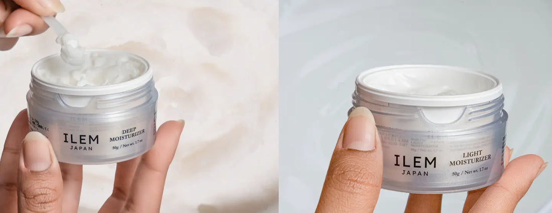 ILEM JAPAN face moisturizer for combination skin  Light gel-cream for T-zone and Deep cream for dry zones
