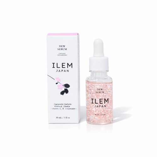 dew serum lightweight gel face serum with pink seaweed capsules from ILEM JAPAN
