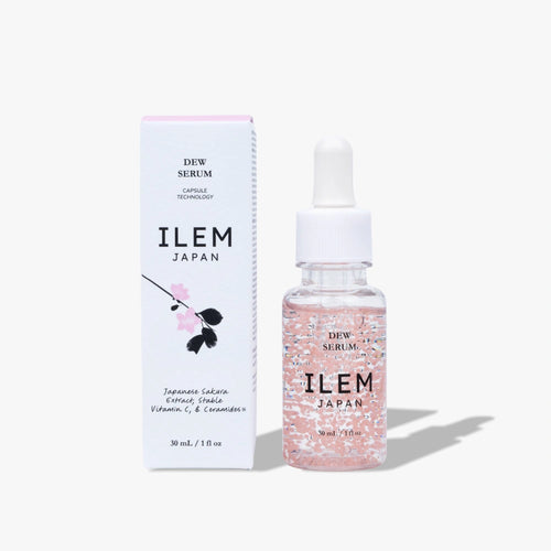 dew serum lightweight gel face serum with pink seaweed capsules from ILEM JAPAN