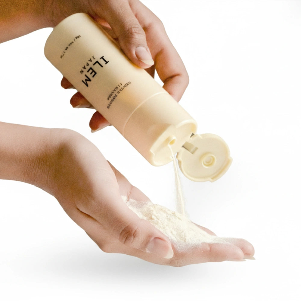 Powder face wash transforming into soft cloud-like foam