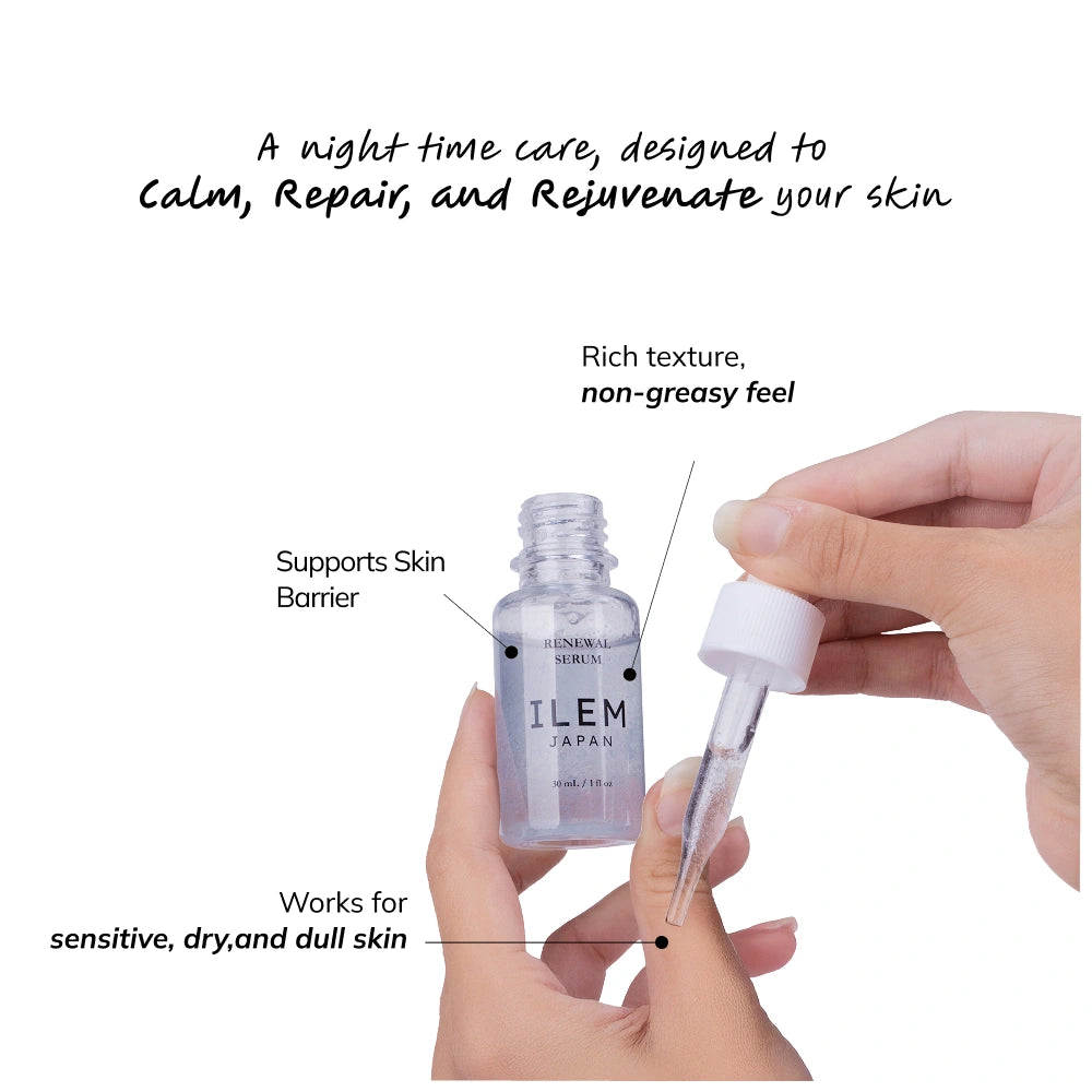 renewal serum texture with melting blue capsules peptides serum for sensitive skin