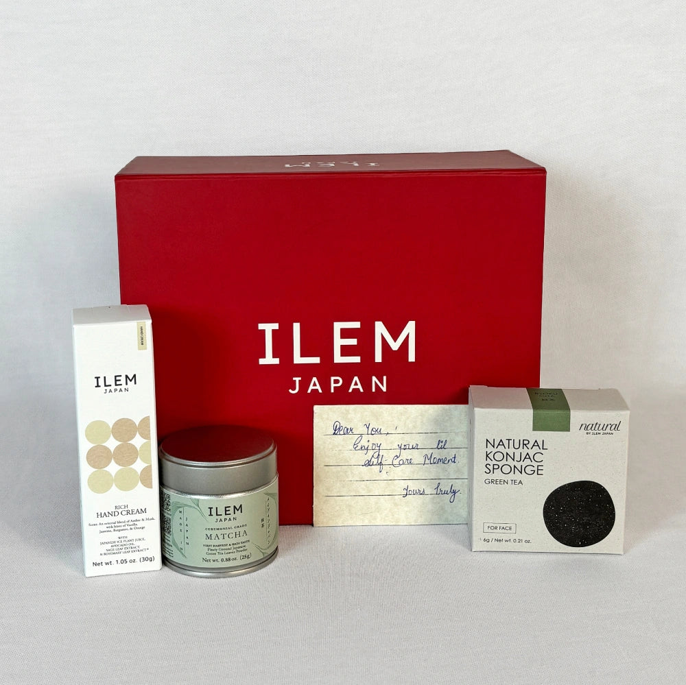 Japanese Self-Care Set - Matcha, Hand Cream & Sponge | ILEM JAPAN